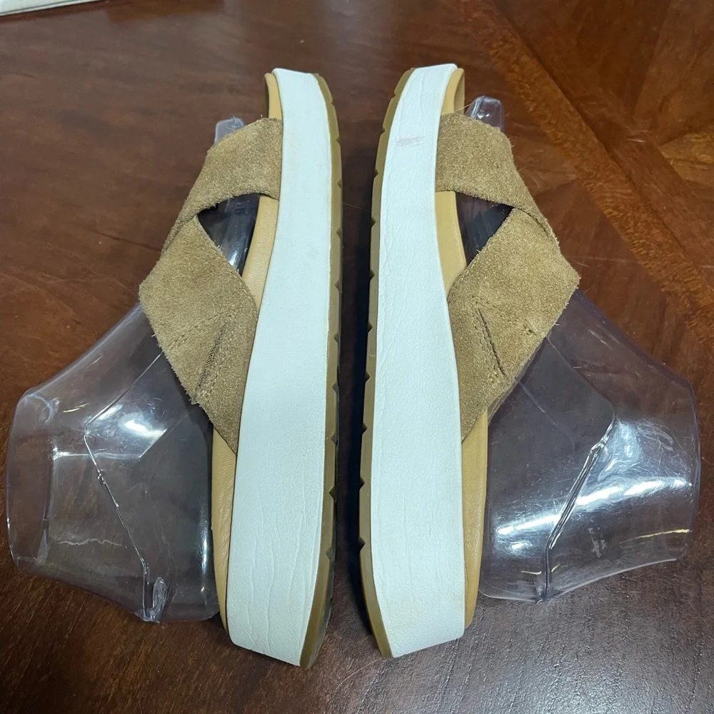 UGG Tan Suede Crisscross Slide Sandals - Picture 4 of 10